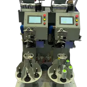 Máquina re-enconadora con empalmador Silqui-Tex de 2 posiciones para hilados textiles