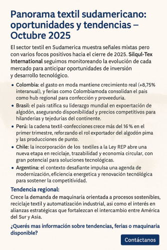 panorama textil Sudamérica 2025
